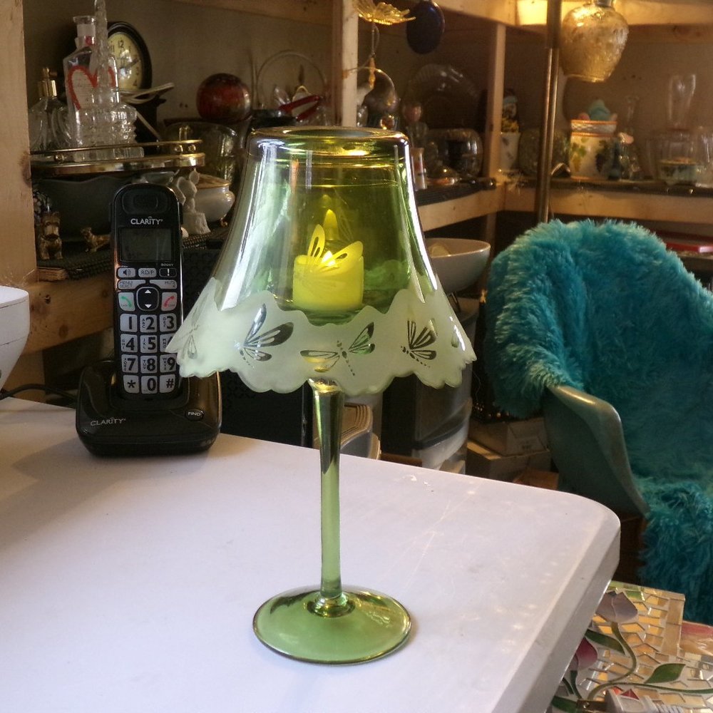 Yankee fairy light candle holder glass.